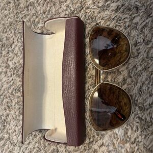 Oliver Peoples Gold and Brown Sunglasses